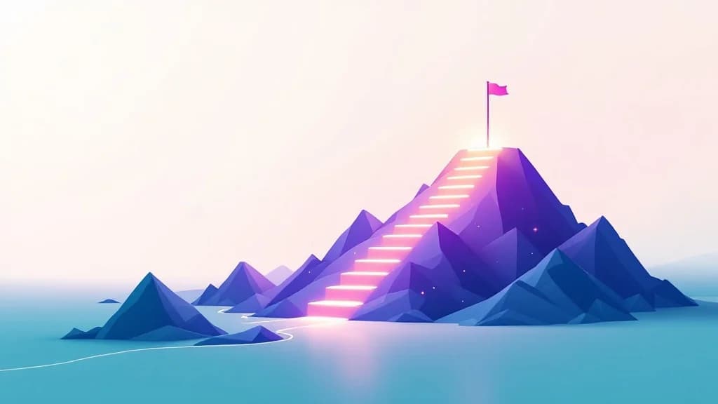 Un fondateur trace une trajectoire entre une idée esquissée et un produit adopté par une foule d'utilisateurs, illustrant le chemin du MVP au Product-Market Fit